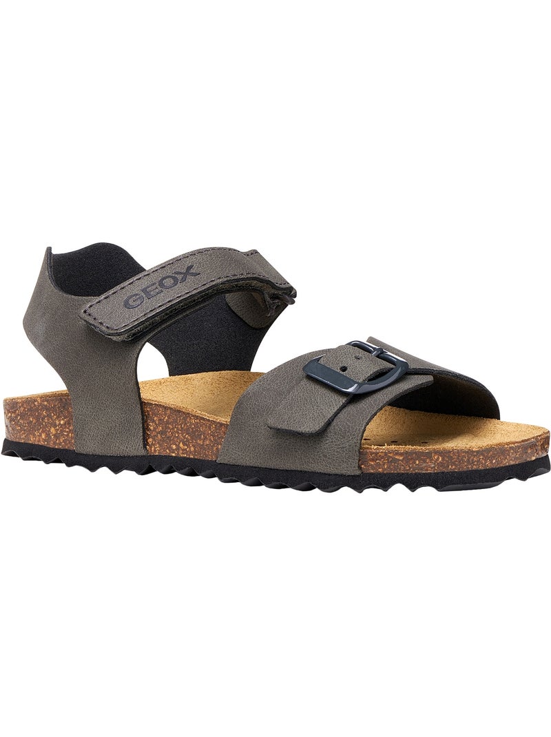 Sandale Cuir Enfant Geox Ghita Gris - Kiabi