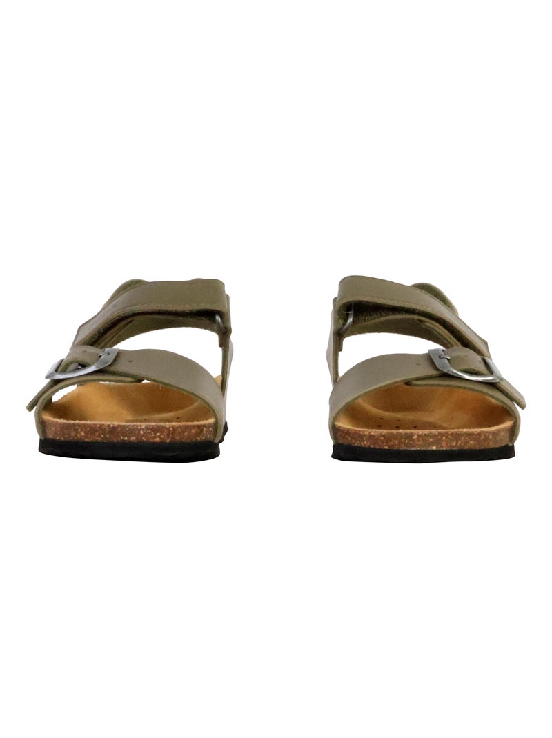 Sandale Cuir Enfant Geox Ghita Kaki - Kiabi