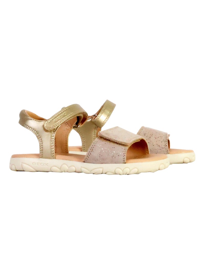 Sandale Cuir Enfant Geox Haiti Doré/or - Kiabi