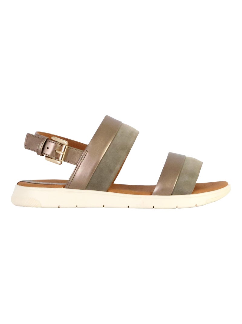Sandale Cuir Geox Dandara Geobuck Suede Beige - Kiabi