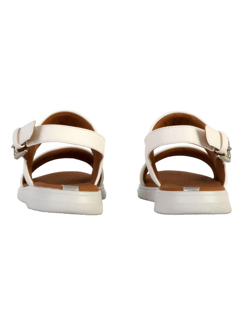 Sandale Cuir Geox Dandara Geobuck Suede Blanc - Kiabi