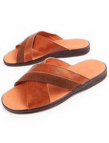 SANDALE CUIR NATUREL BRUN