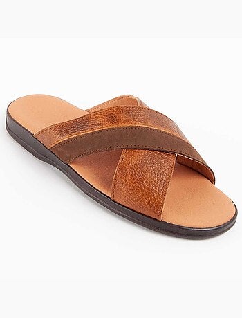 SANDALE CUIR NATUREL BRUN