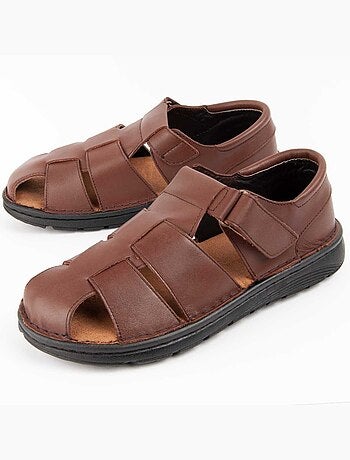 SANDALE CUIR NATUREL BRUN