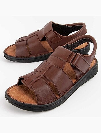 SANDALE CUIR NATUREL BRUN