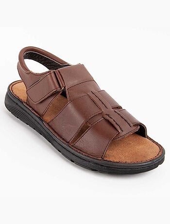 SANDALE CUIR NATUREL BRUN