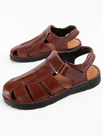 SANDALE CUIR NATUREL BRUN