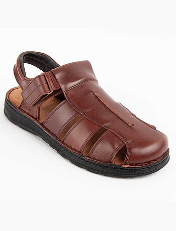 SANDALE CUIR NATUREL BRUN