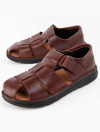 SANDALE CUIR NATUREL BRUN
