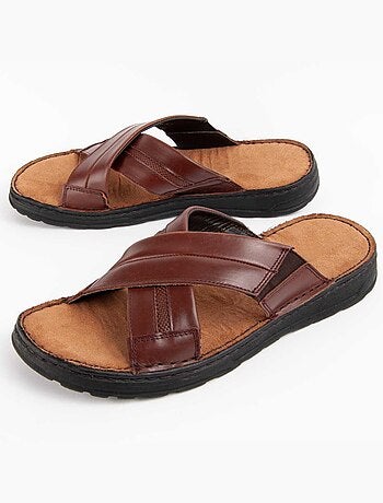 SANDALE CUIR NATUREL BRUN