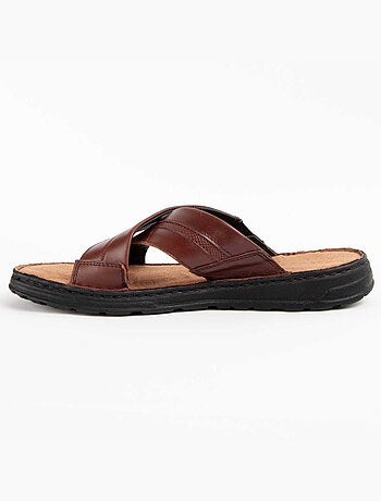 SANDALE CUIR NATUREL BRUN