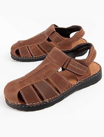 SANDALE CUIR NATUREL BRUN