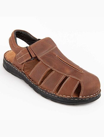 SANDALE CUIR NATUREL BRUN