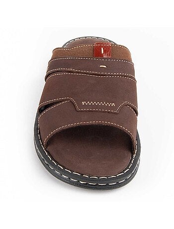 SANDALE CUIR NATUREL BRUN