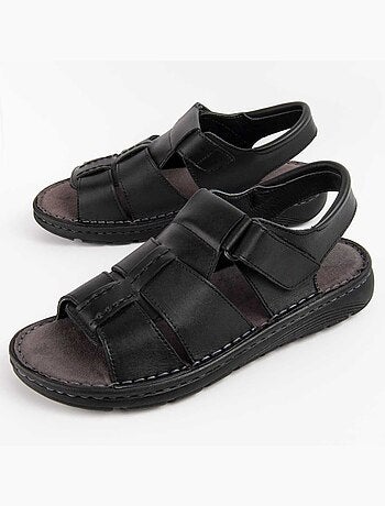 SANDALE CUIR NATUREL NOIR