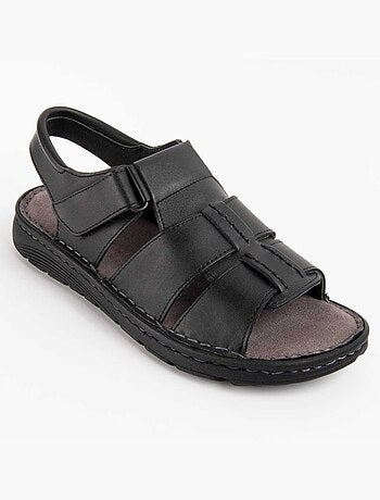 SANDALE CUIR NATUREL NOIR