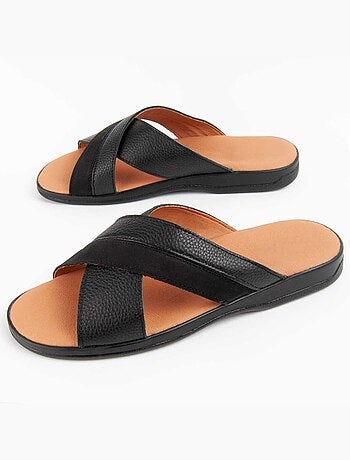 SANDALE CUIR NATUREL NOIR