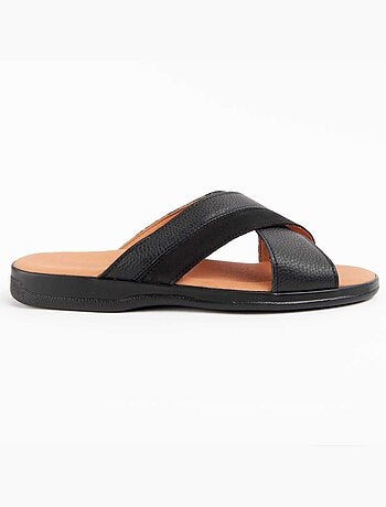 SANDALE CUIR NATUREL NOIR