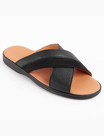 SANDALE CUIR NATUREL NOIR