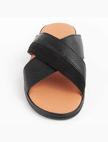 SANDALE CUIR NATUREL NOIR
