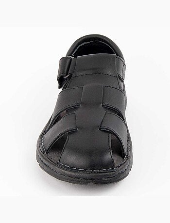 SANDALE CUIR NATUREL NOIR