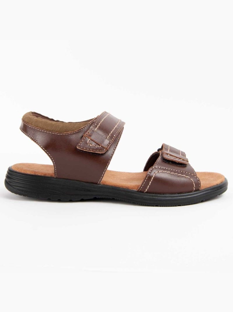 Sandale Cuir Naturel Purapiel Marron - Kiabi