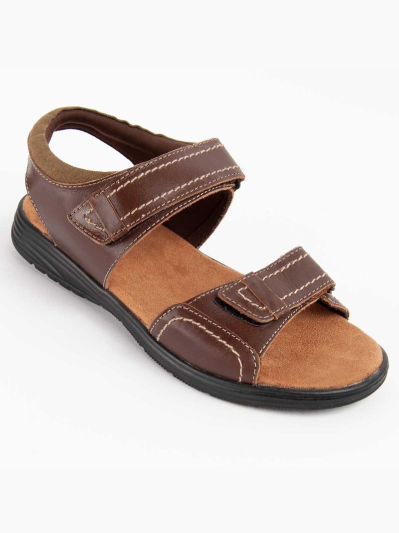 Sandale Cuir Naturel Purapiel Marron - Kiabi