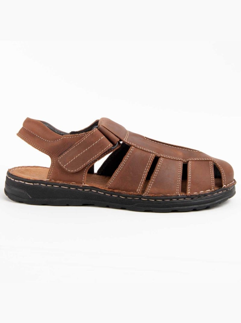 Sandale Cuir Naturel Purapiel Marron - Kiabi