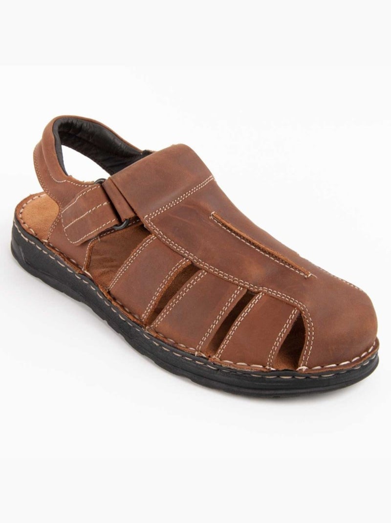 Sandale Cuir Naturel Purapiel Marron - Kiabi