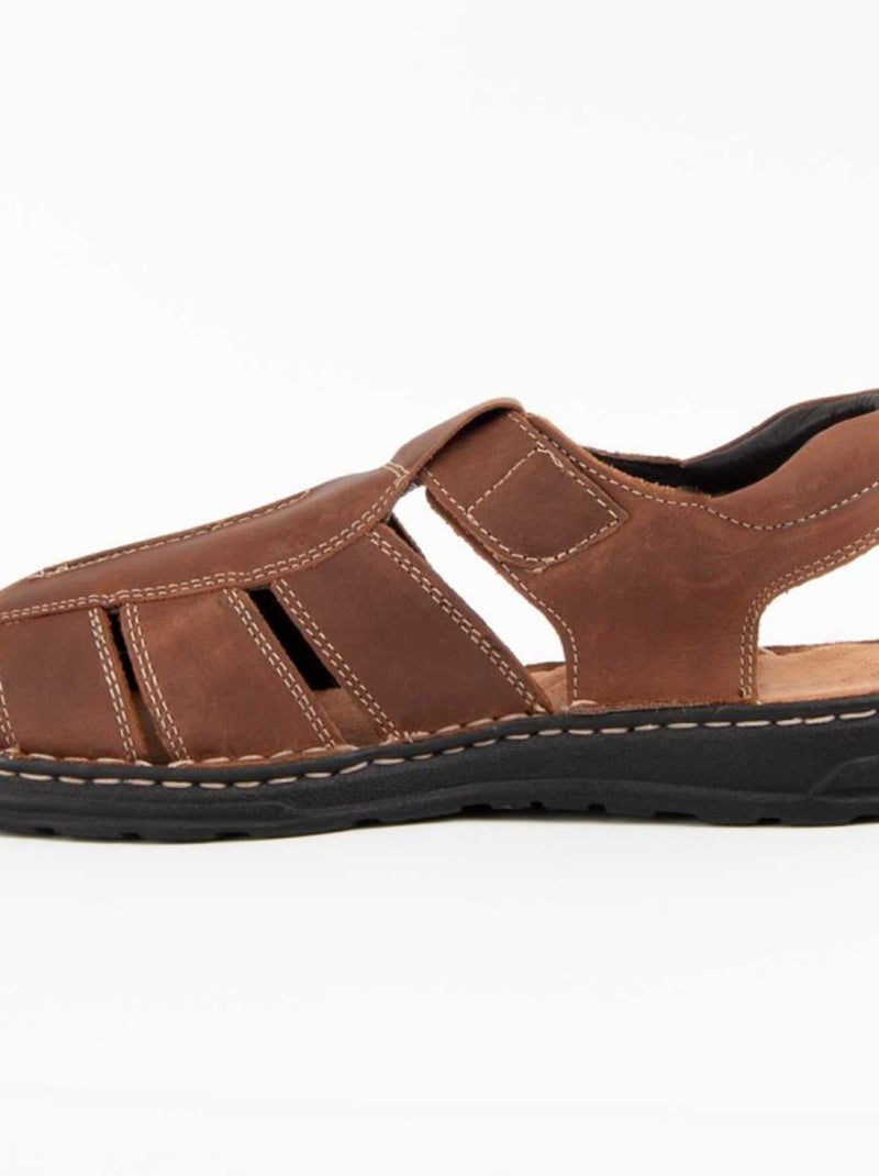 Sandale Cuir Naturel Purapiel Marron - Kiabi