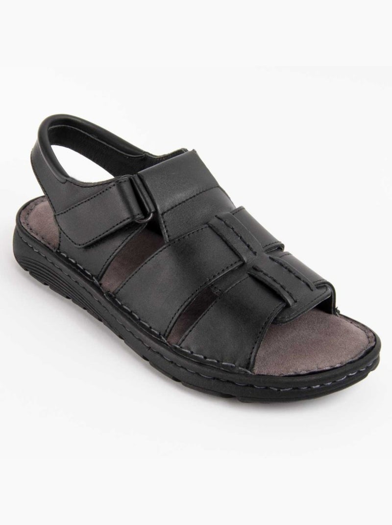 Sandale Cuir Naturel Purapiel Noir - Kiabi