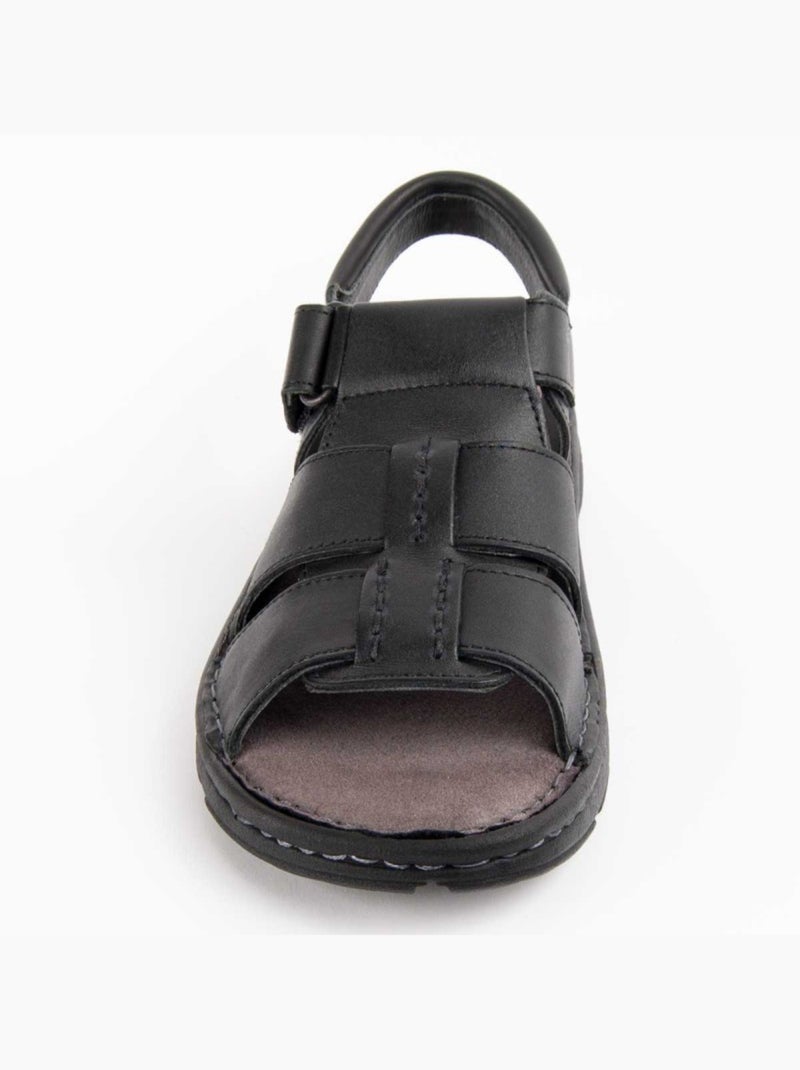 Sandale Cuir Naturel Purapiel Noir - Kiabi