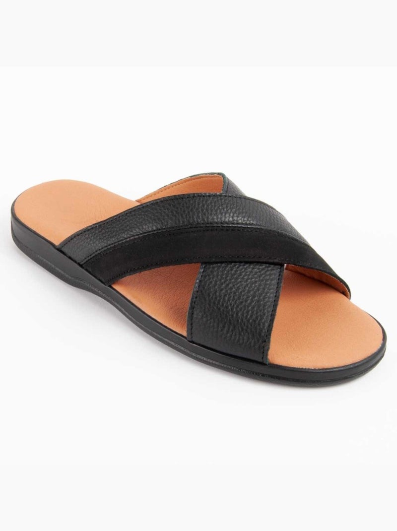 Sandale Cuir Naturel Purapiel Noir - Kiabi