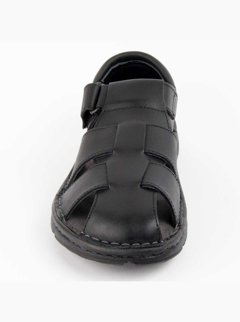 Sandale Cuir Naturel Purapiel Noir - Kiabi