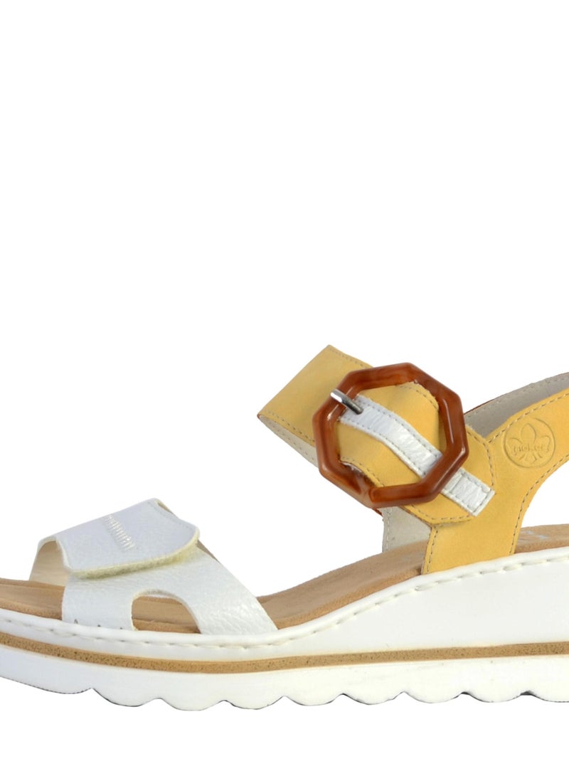 Sandale Cuir Rieker Kaukakus Jaune - Kiabi