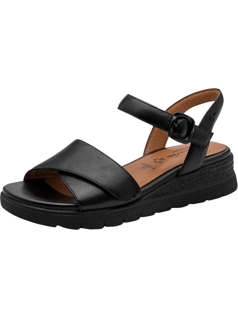 Sandale cuir tamaris comfort Noir - Kiabi