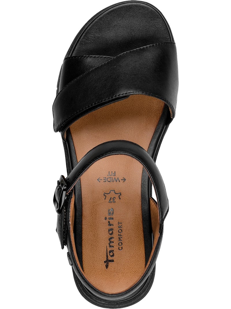Sandale cuir tamaris comfort Noir - Kiabi