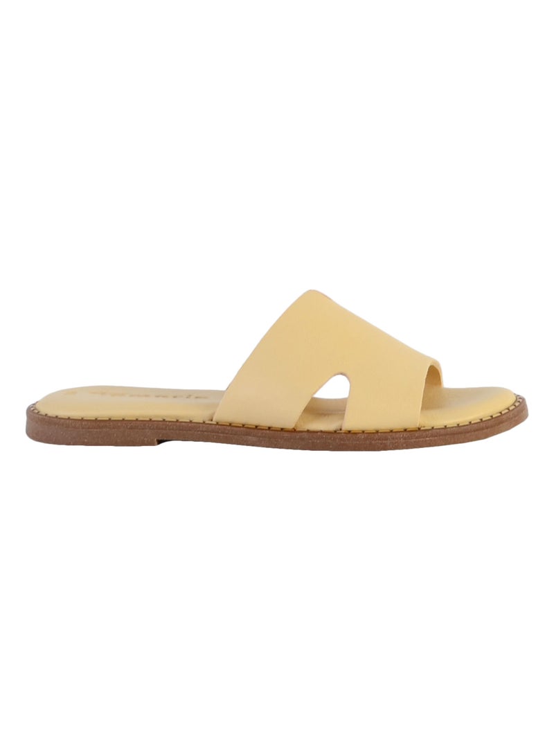 Sandale Cuir Tamaris Jaune - Kiabi