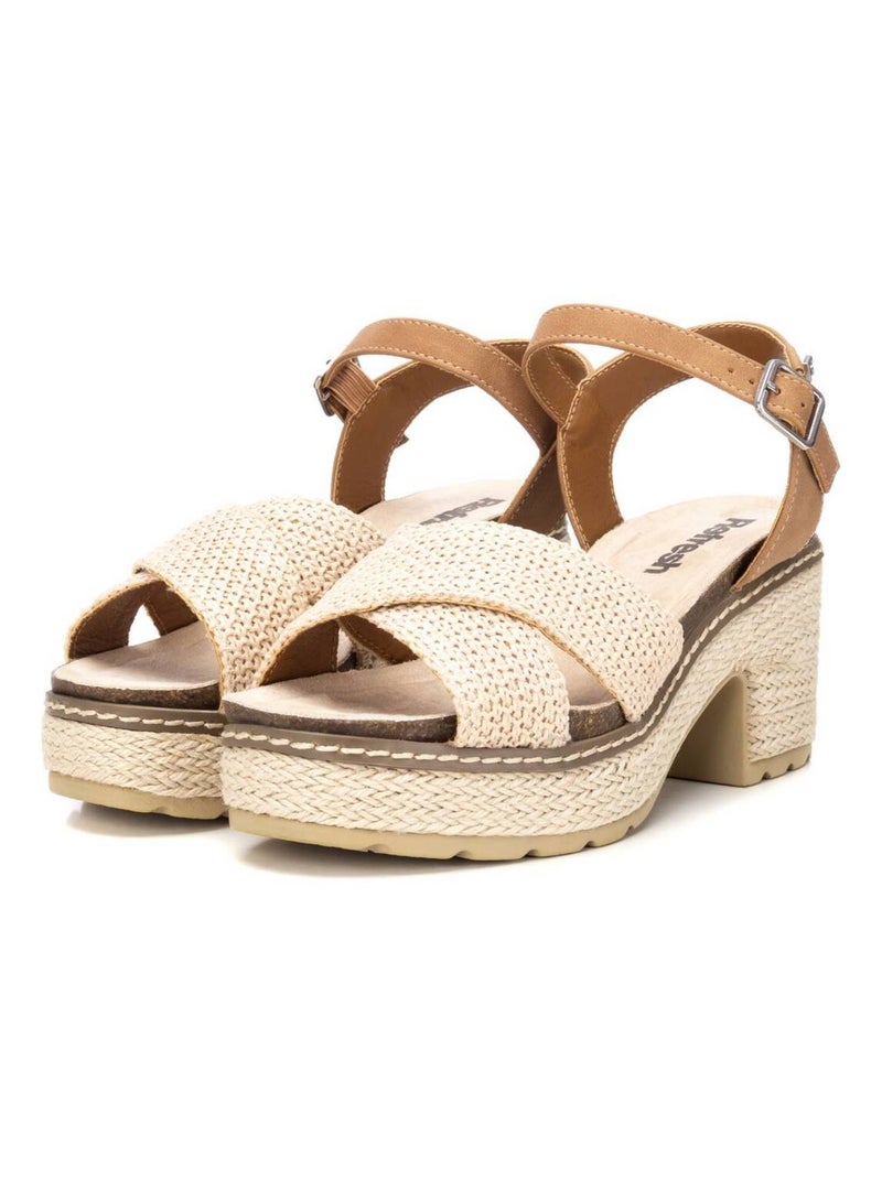 Sandale décontractée à talon avec boucle Beige - Kiabi