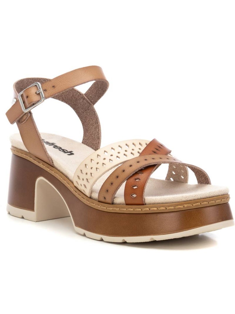 Sandale décontractée à talon avec boucle Beige - Kiabi