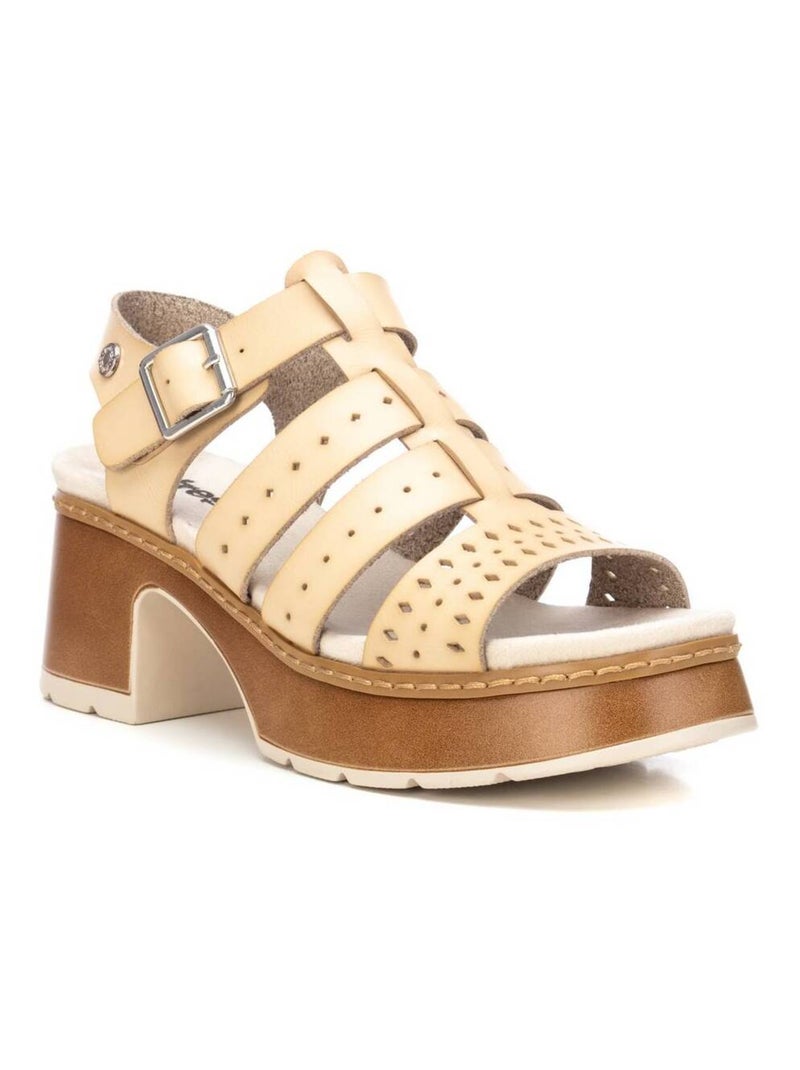 Sandale décontractée à talon avec boucle Beige - Kiabi