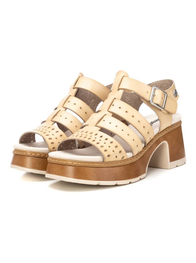 Sandale décontractée à talon avec boucle Beige - Kiabi