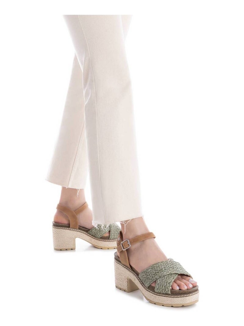Sandale décontractée à talon avec boucle Kaki - Kiabi