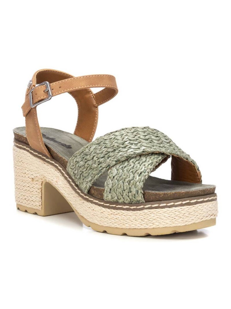 Sandale décontractée à talon avec boucle Kaki - Kiabi