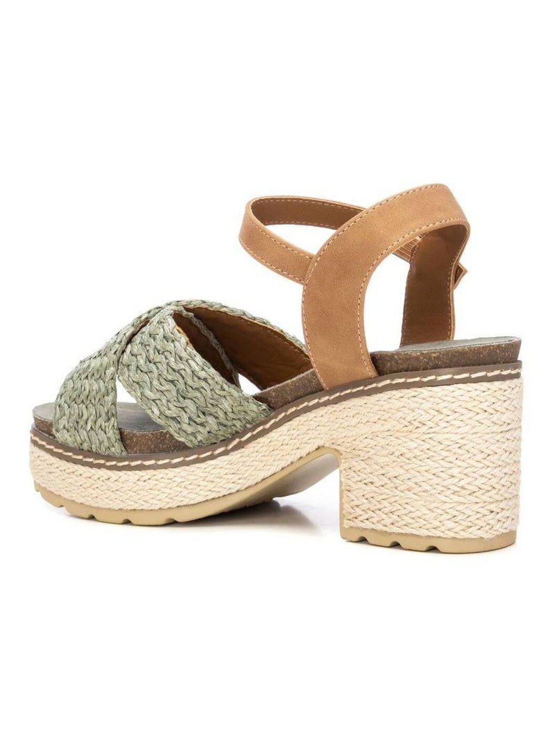 Sandale décontractée à talon avec boucle Kaki - Kiabi