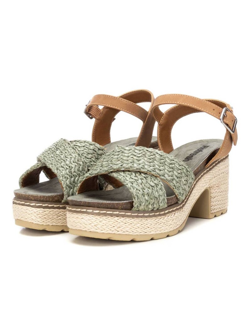 Sandale décontractée à talon avec boucle Kaki - Kiabi
