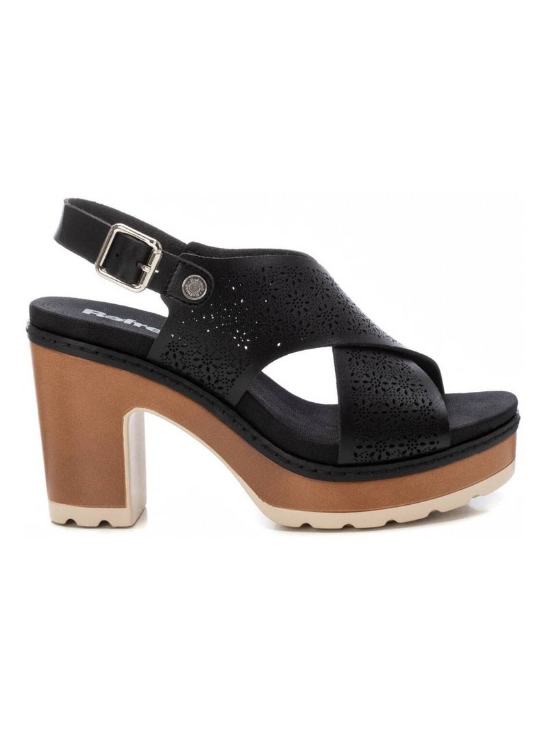 Sandale décontractée à talon avec boucle Noir - Kiabi