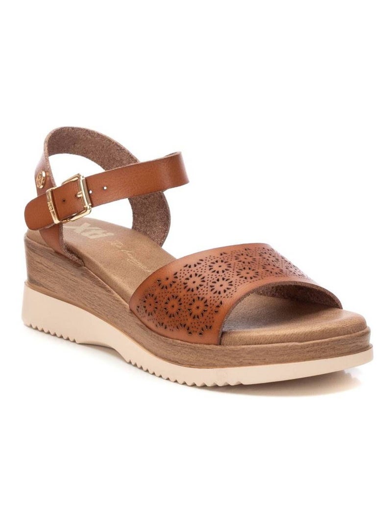 Sandale décontractée coin avec boucle Camel - Kiabi