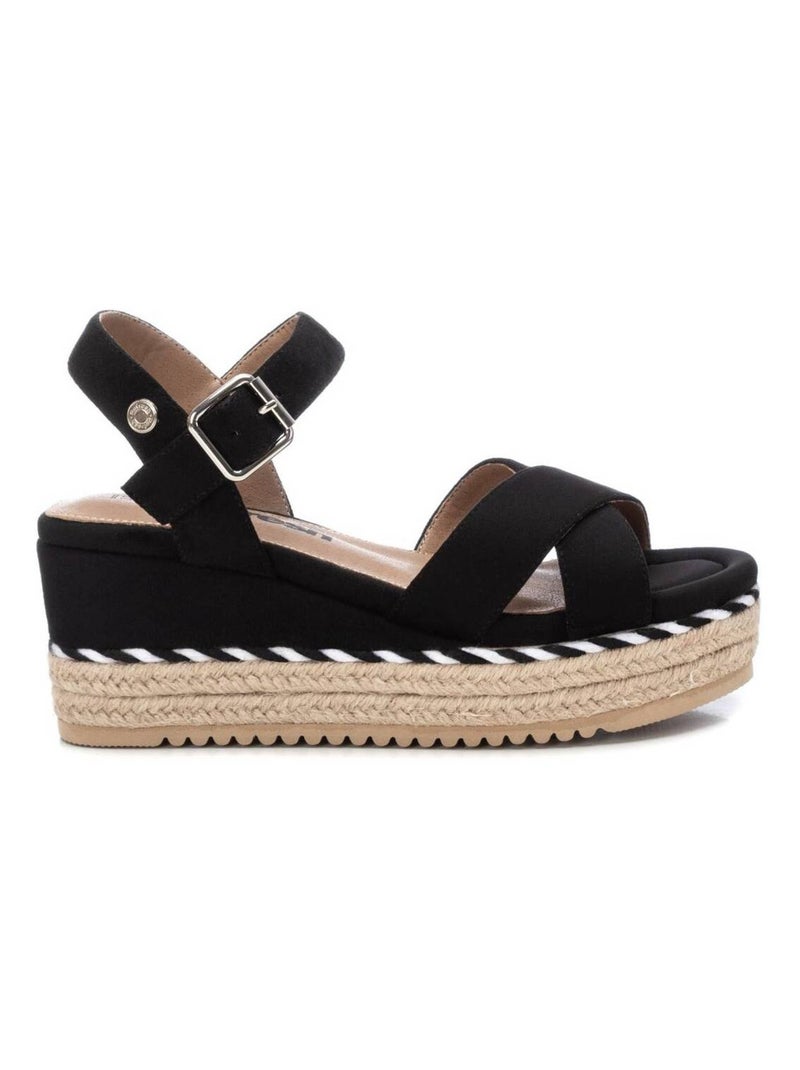 Sandale décontractée coin avec boucle Noir - Kiabi