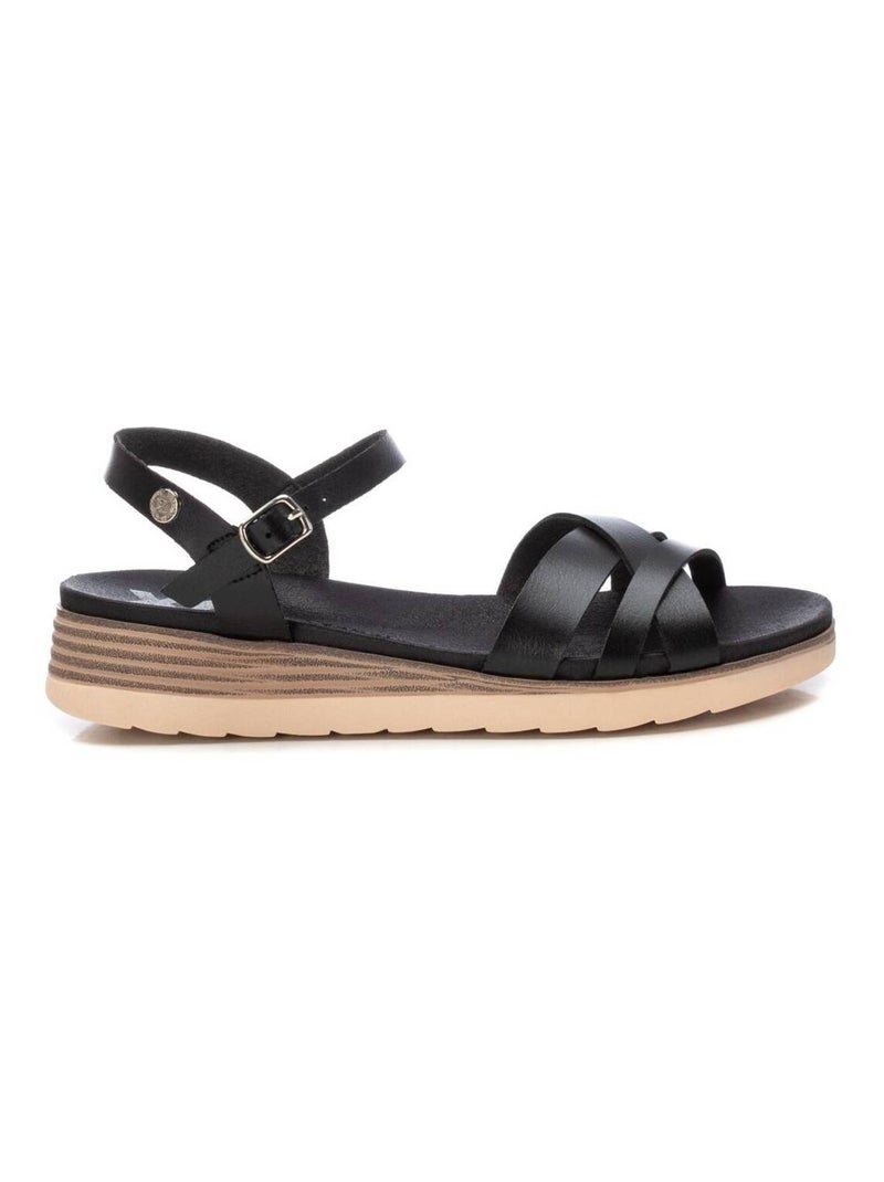 Sandale décontractée coin avec boucle Noir - Kiabi
